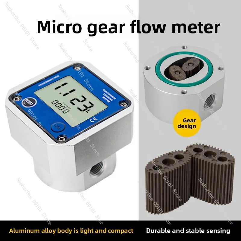 Aluminum Alloy Oval Gear Flow Meter, 2/4 Thread for High‑Pressure Chemical Liquid, Instant & Cumulative Total Flow Display
