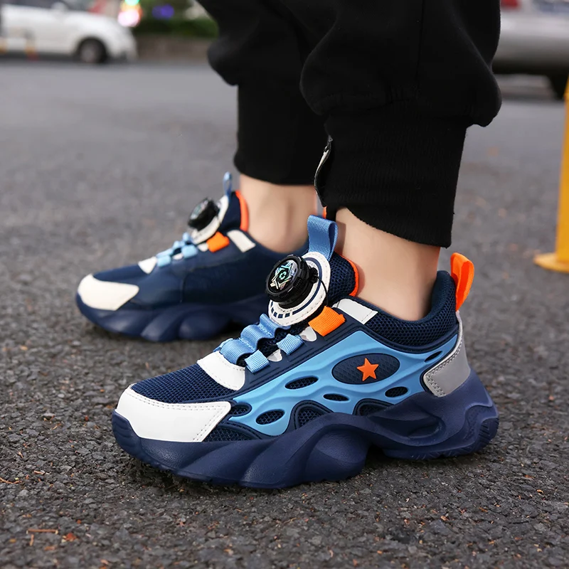 

Elastic Opening Kids Sports Sneakers Slip On Type Breathable Upper Non Slip Flexible Sole Outdoor Daily Footwear