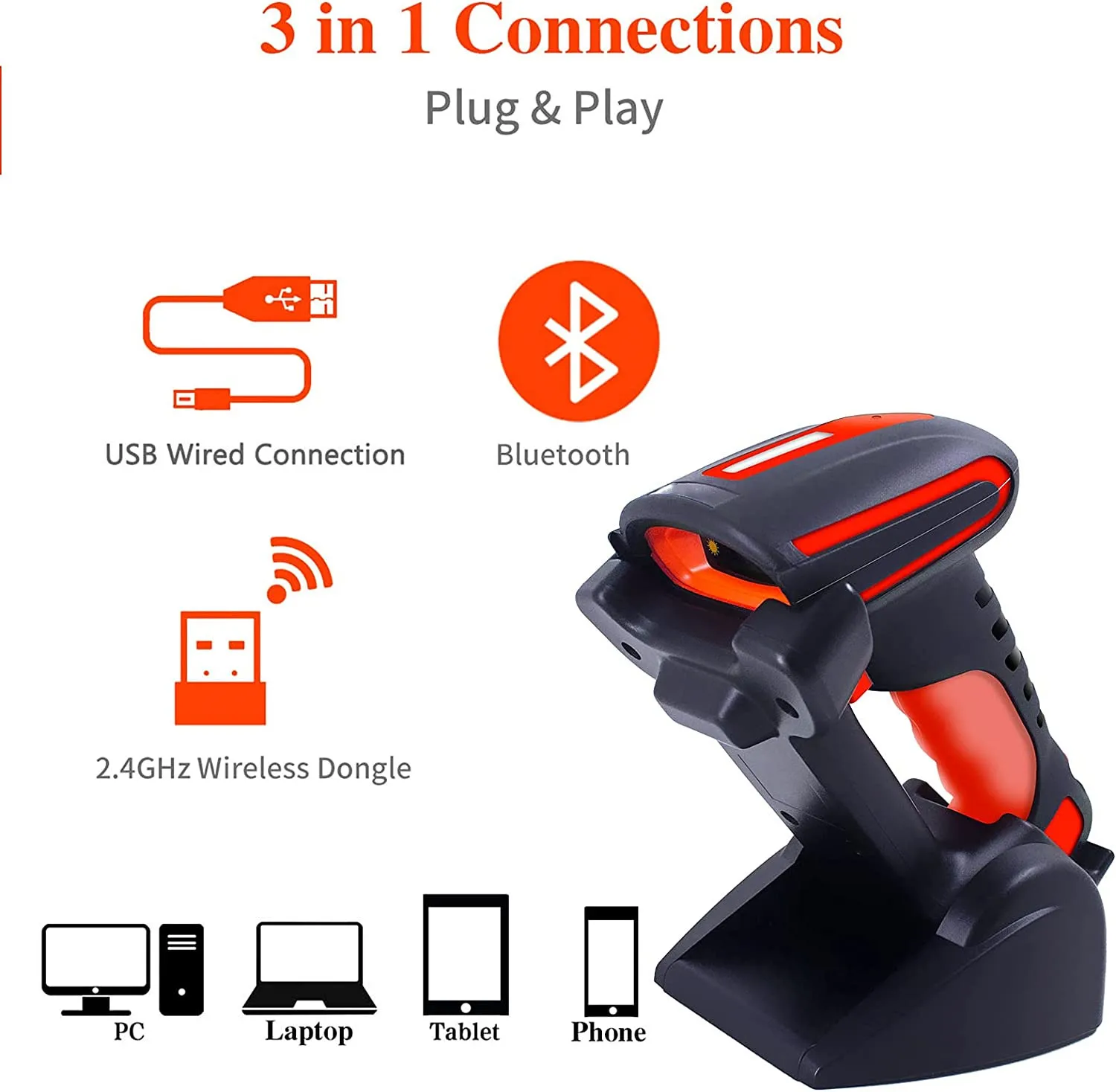 Imagem -02 - Jooytec Industrial Bluetooth sem Fio Bluetooth Scanner de Código de Barras 2d Portátil com Suporte de Scanner de Código de Barras para Inventário de Armazém