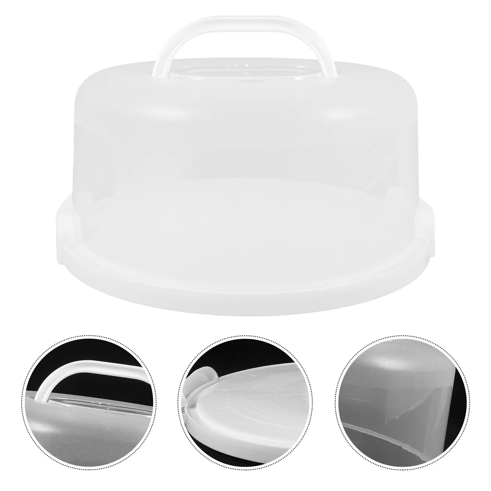 2Pcs Cake Preservation Box Clear Dome Lid Plastic Reusable Round Cake Carrier Handle Birthday Party Transport Container