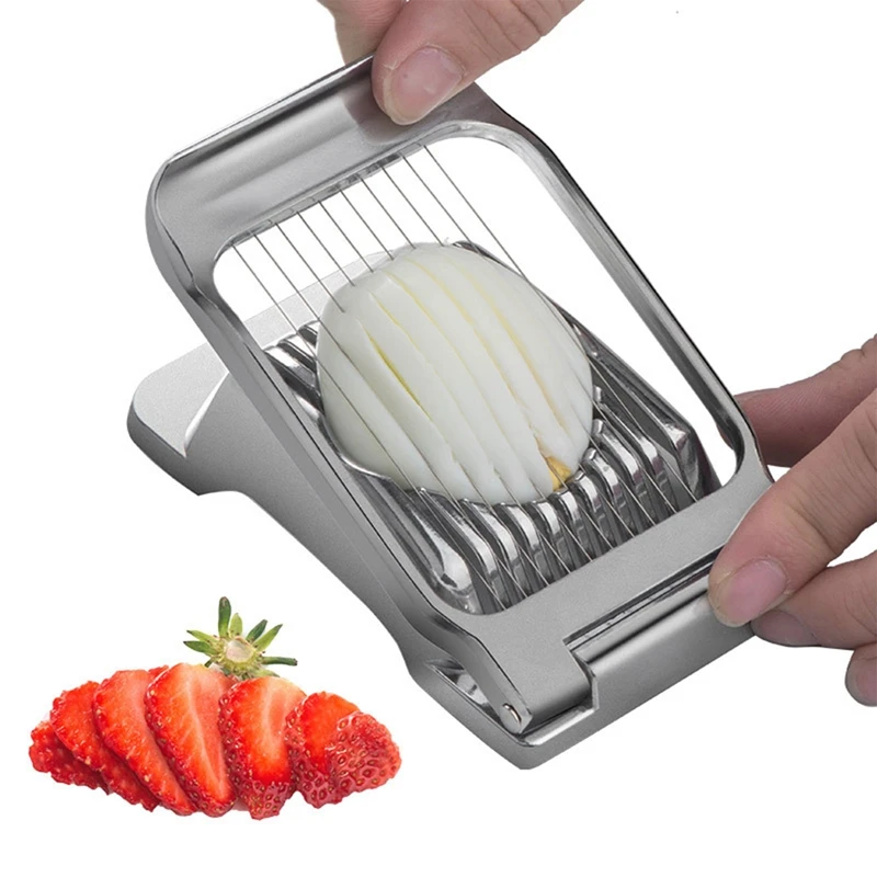 Egg Slicer Chopper Aluminium Alloy Egg Cutter Household Multi-function Slicer, Peeled Egg Divider Kitchen Gadget Segmentation