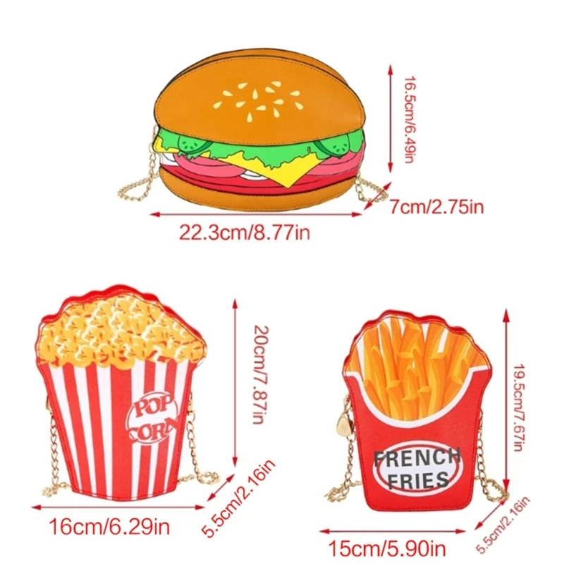 Śliczne damskie torby na ramię torebka z hamburgerami damskie torby typu crossbody w kształcie frytek E74B