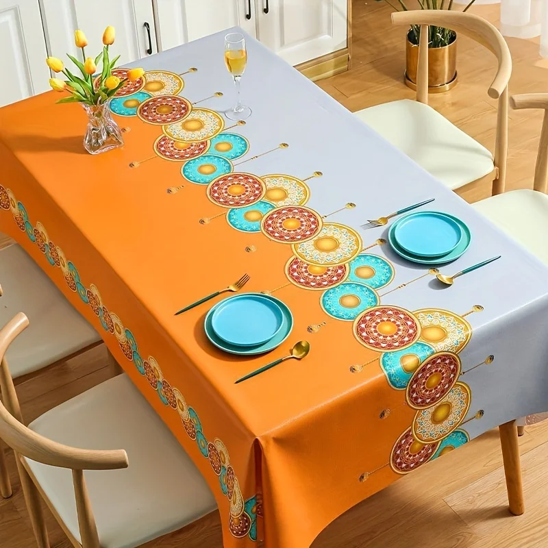 Rectangle Colorful Simple Style Table Cloth Polyester Tablecloth Waterproof Oil-proof Tablecover Picnic Holiday Party Home Decor