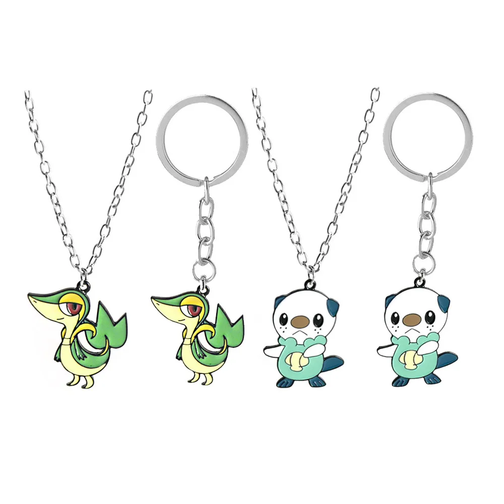 Animation Oshawott Snivy Enamel Pendant Keychain Necklace Cartoon Animal Theme Cosplay Props Accessories Jewelry Gift For Friend