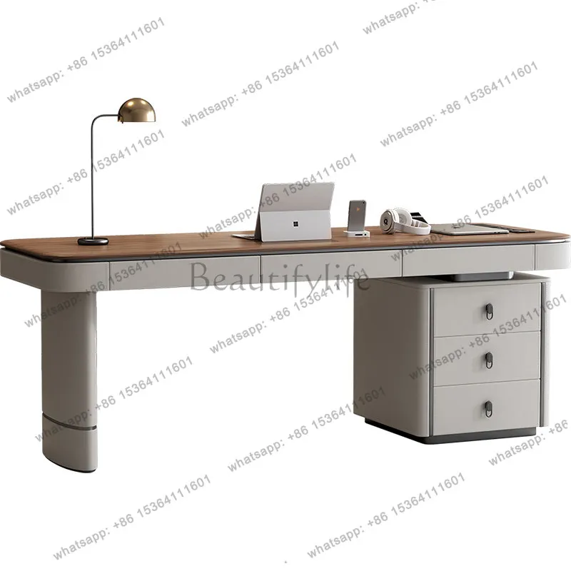 

Solid wood desk light luxury modern office Nordic simple high-end retro style