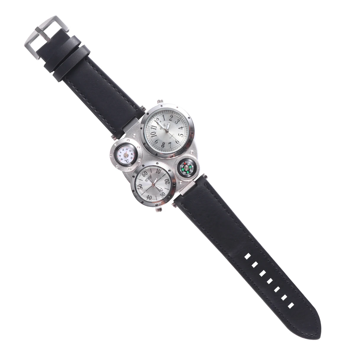 

1Pcs Temperature Compass Watch Fashion Dual Time Display Quartz Men's Watch Adjustable Band Durable Concise Gift for Husband