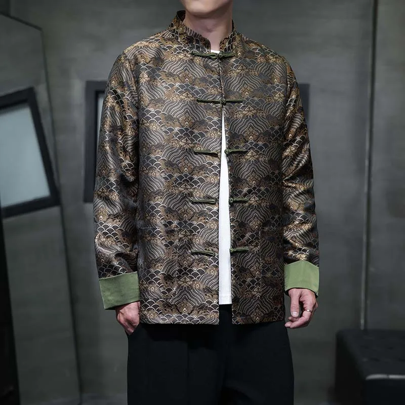 

Осень-зима, новинка, свободная мужская куртка с принтом, оригинальное пальто зигана, молодежное трендовое пальто с облачным узором, длинная верхняя одежда све