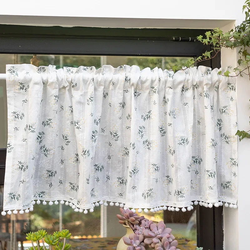 Lilac American countryside lace partition curtains for  bedroom Kitchen bay window small short decorative curtain Gril Room