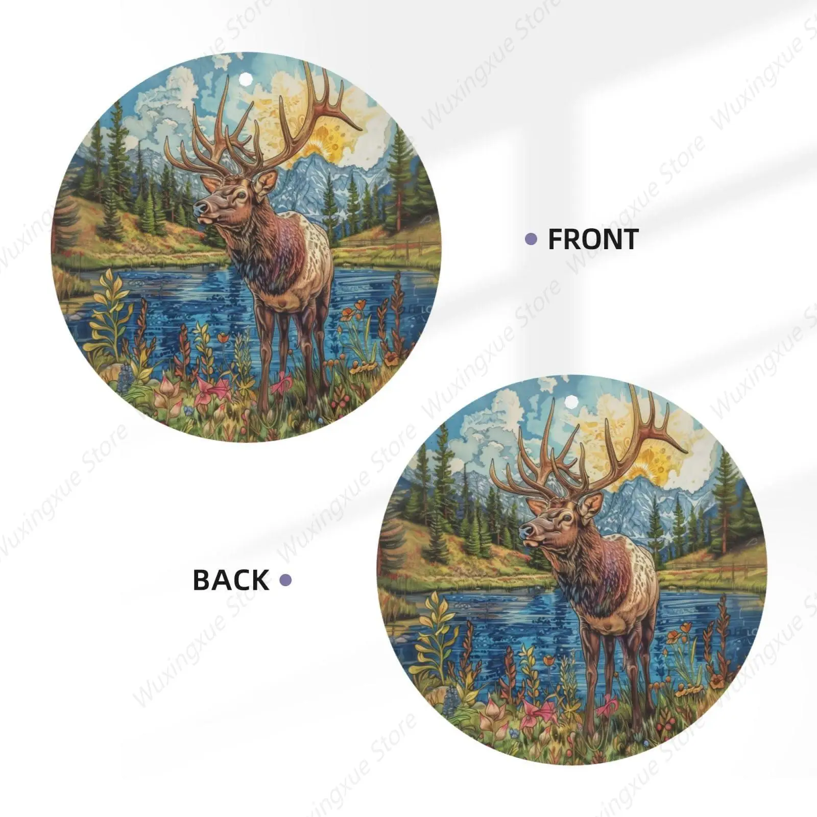 Car Air Fresheners Cards Set of 4 Pieces with Stylish elk with beautiful antlers Print - Long-Lasting Fragrance for Your Vehicle