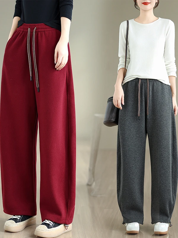 

Slimming High Waist Elastic Wide Leg Casual Pants Women's plus Size Winter Loose Versatile Trousers Comfortable Casual Faion