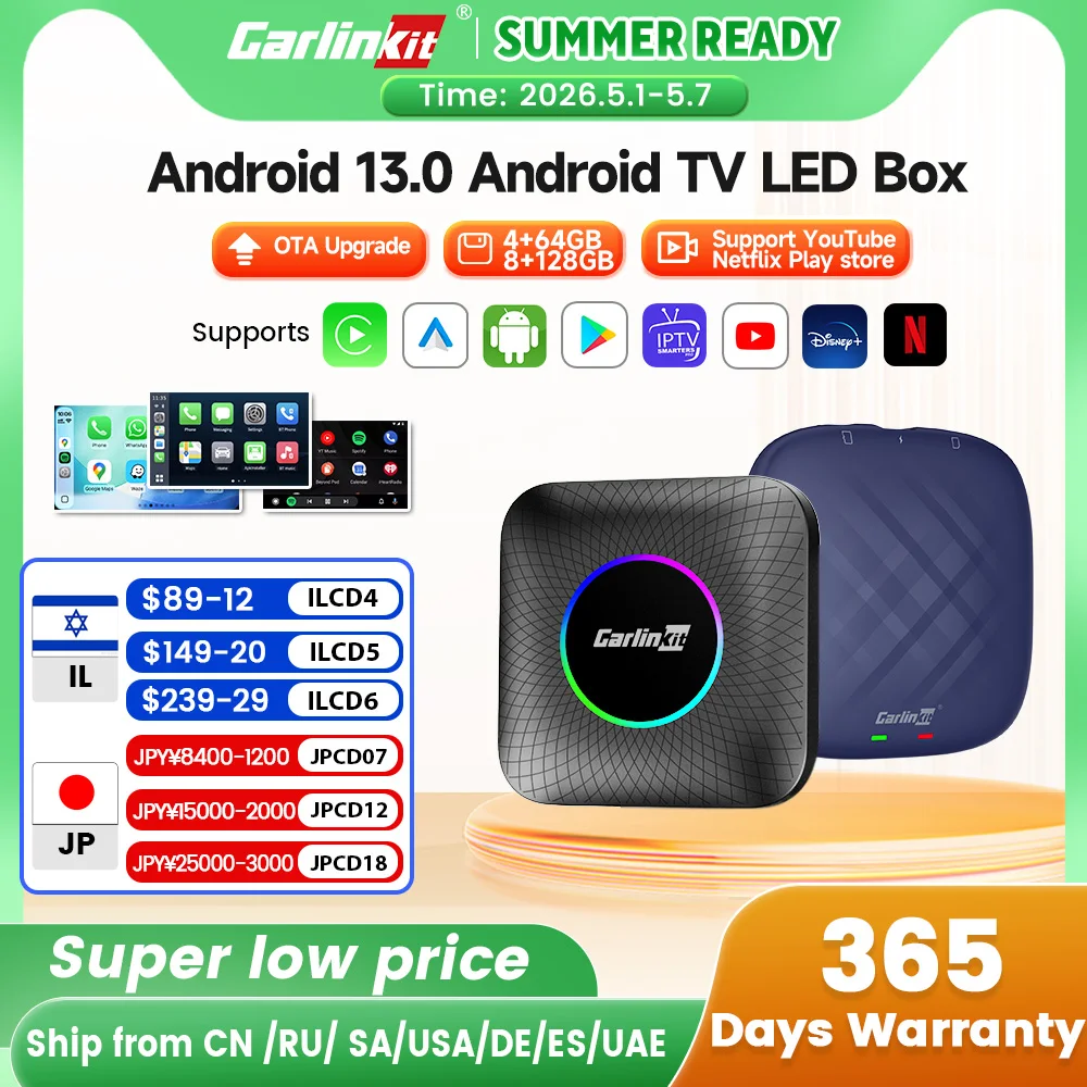 Carlinkit Ai Box Android 13 Led Wireless Android Auto & CarPlay