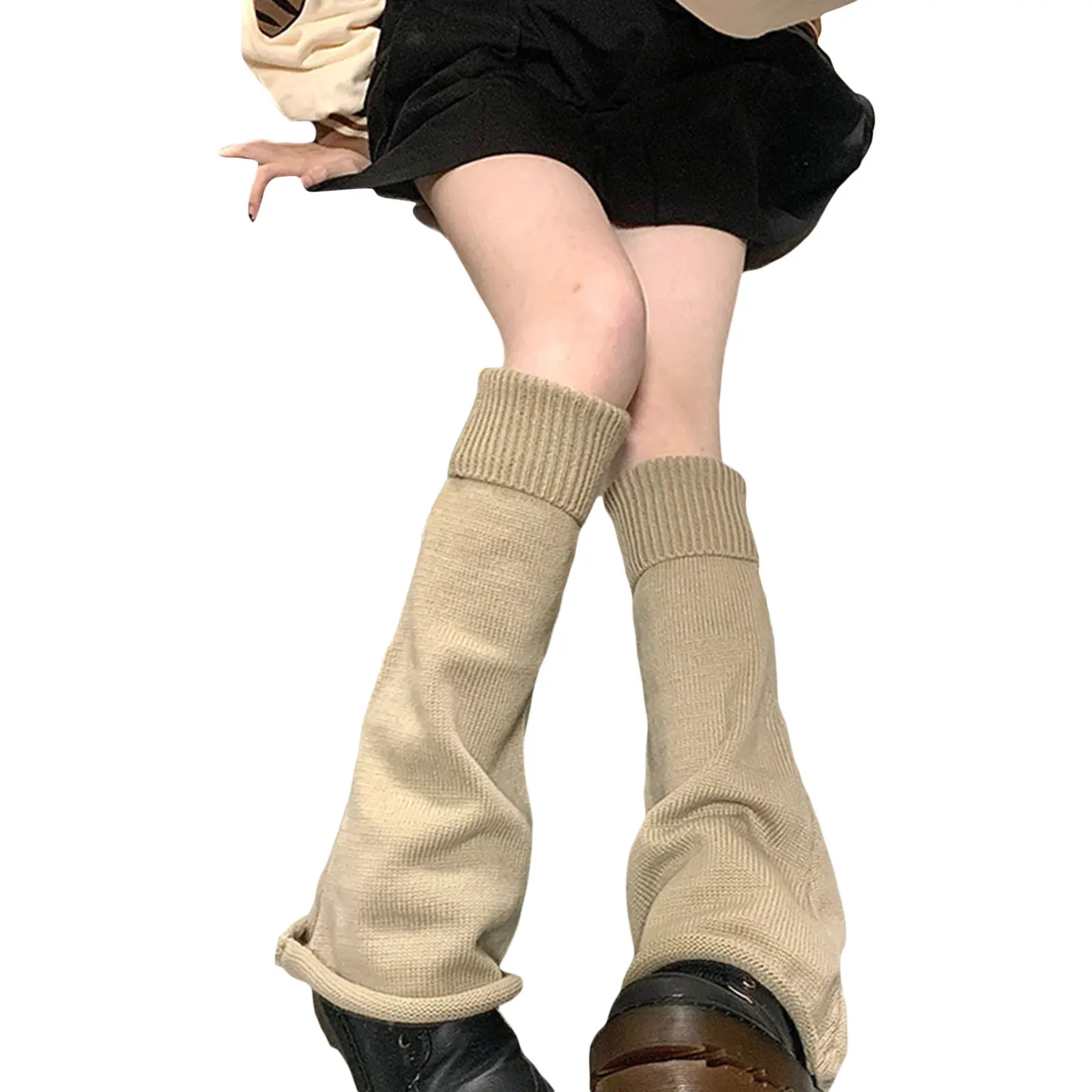 

High quality girls' knee high pleated cuffs with ribbed design in winter knitted for warm legs in autumn and winter