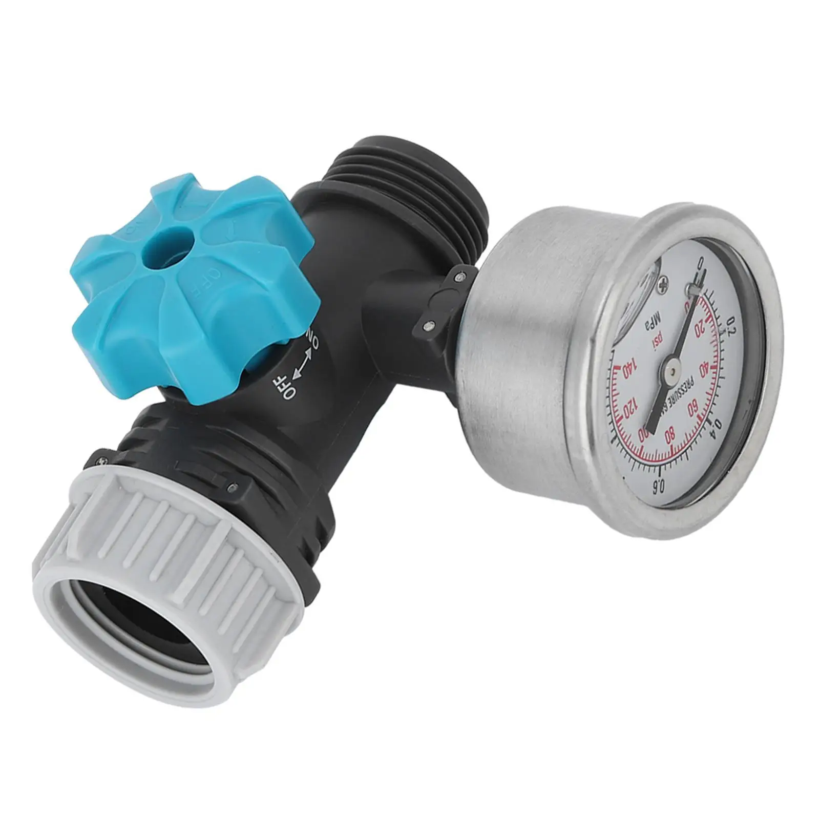 Adjustable G3/4 Water Pressure Regulator Valve with Gauge for Greenhouse Garden Irrigation System