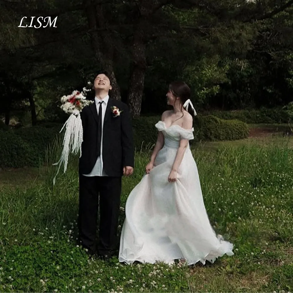 

LISM Customized Off the Shoulder Silk Organza Korean Wedding Dresses A Line Bridal Self-Wedding Party Dresses 2026