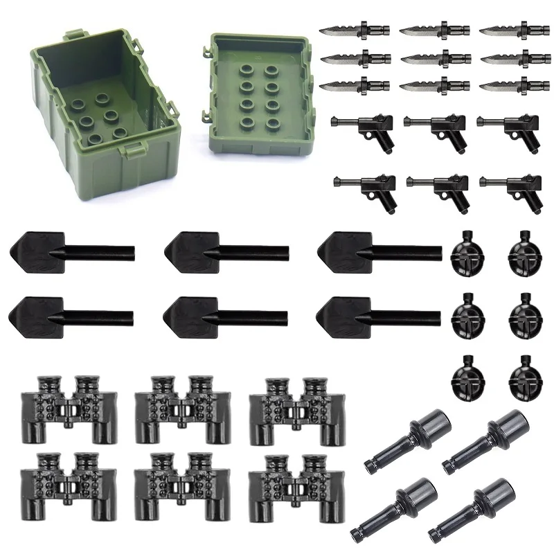 34 Pcs MOC US Military Weapons Box Army Equipment Gun Accessories Soldier Mini Action Figures Model Building Blocks Bricks Toy