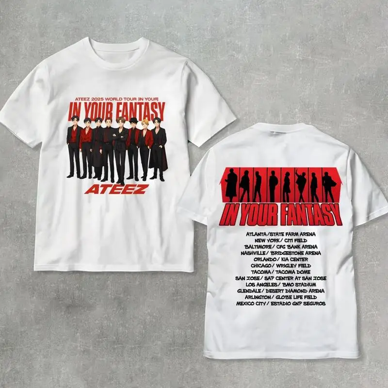 تي شيرت Retro Ateez 2025 World Tour In Your Fantasy T Shirt Golden Hour الجزء 3