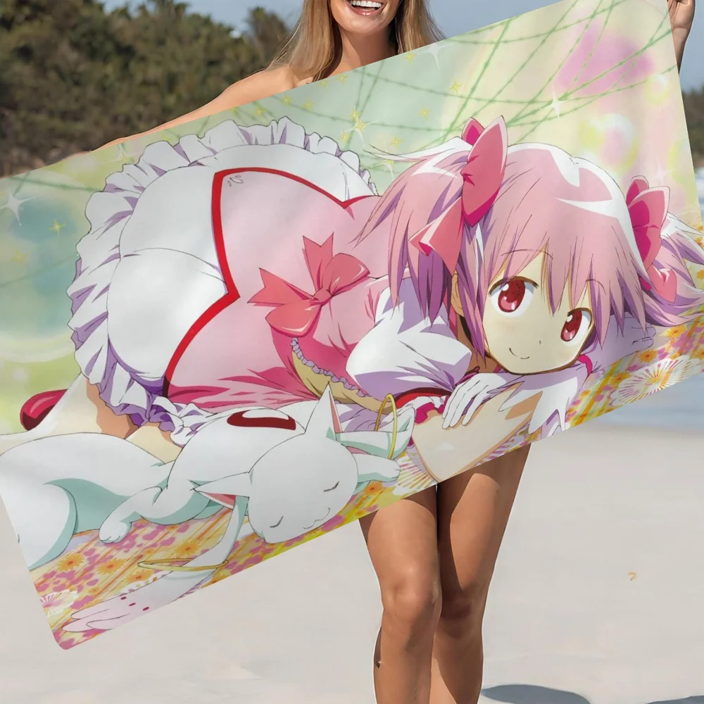 Puella Magi Madoka Magica Toalla de playa dibujos animados lindo verano niños Toalla de playa de baño grande microfibra absorbente para viajes de natación