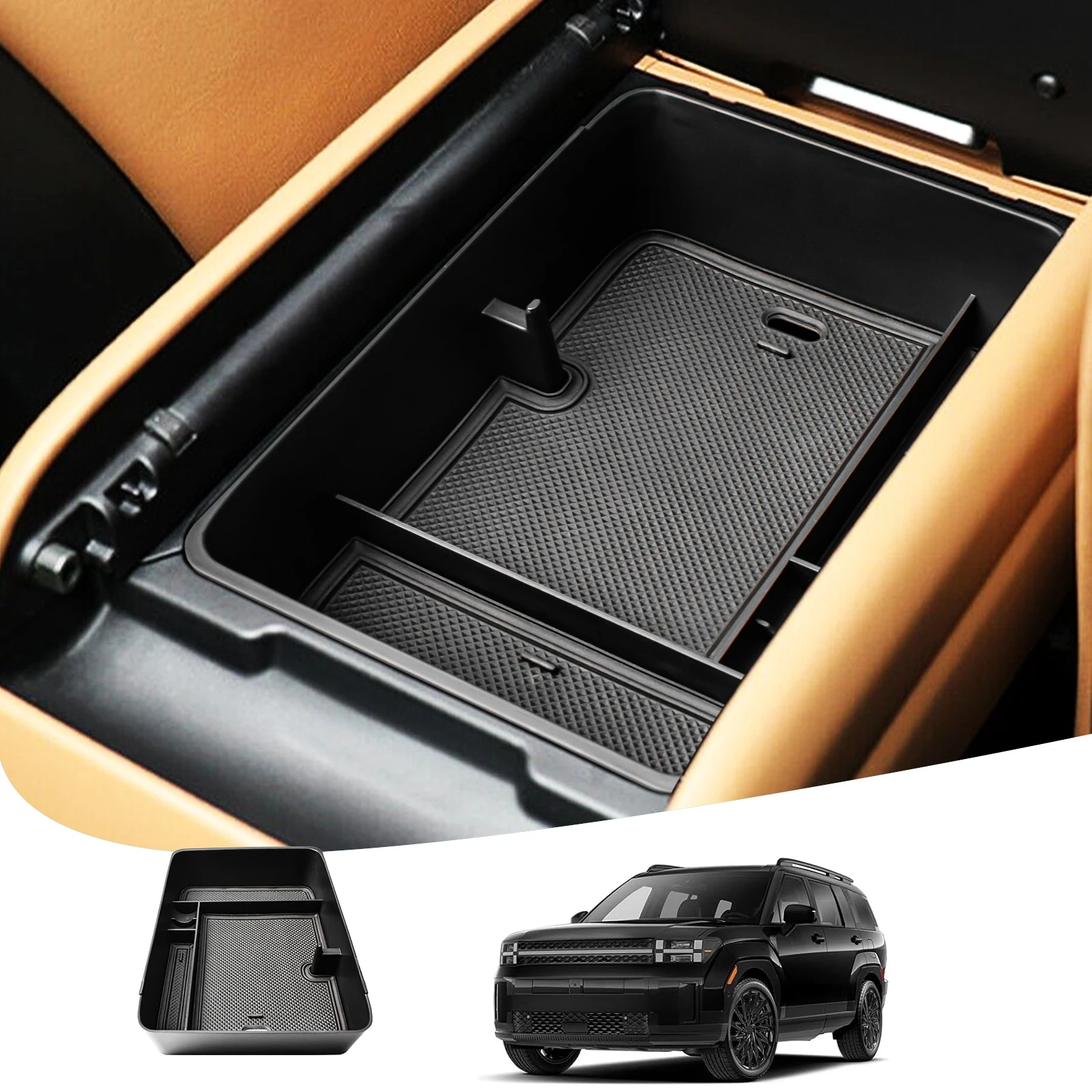 Armrest Box Car Storage For 2024 Hyundai Santa Fe Center Console Tray Armrest Storage Organizer Secondary Car Box Accessories