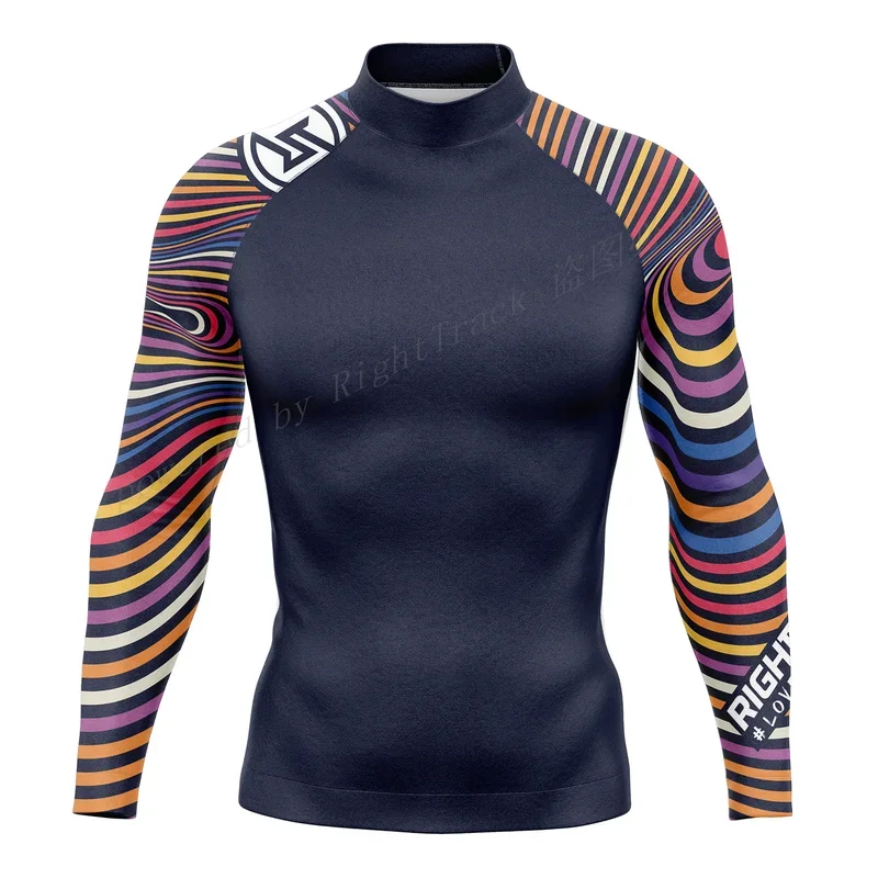 Neue Herren Surf Shirt Urlaub Party Lycra Rash guard Right track für Surf Sportswear Strand UV Bade bekleidung Upf50 Kleidung