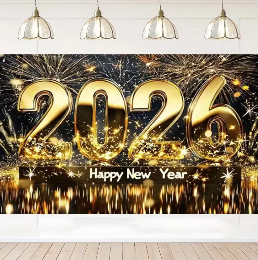 2026 سنة جديدة سعيدة خلفية ساعة ذهبية سوداء لوازم التصوير خلفية احتفال الأسرة الطرف الديكور صورة تبادل لاطلاق النار الدعامة