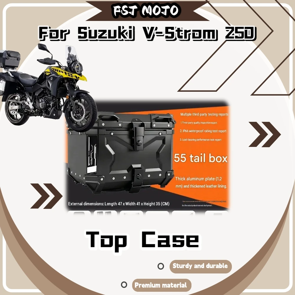 For Suzuki V‑Strom250 45L/55L Embossed Aluminum Top Case Wear‑Resistant Good Sealing Complete Installation Accessory Kits