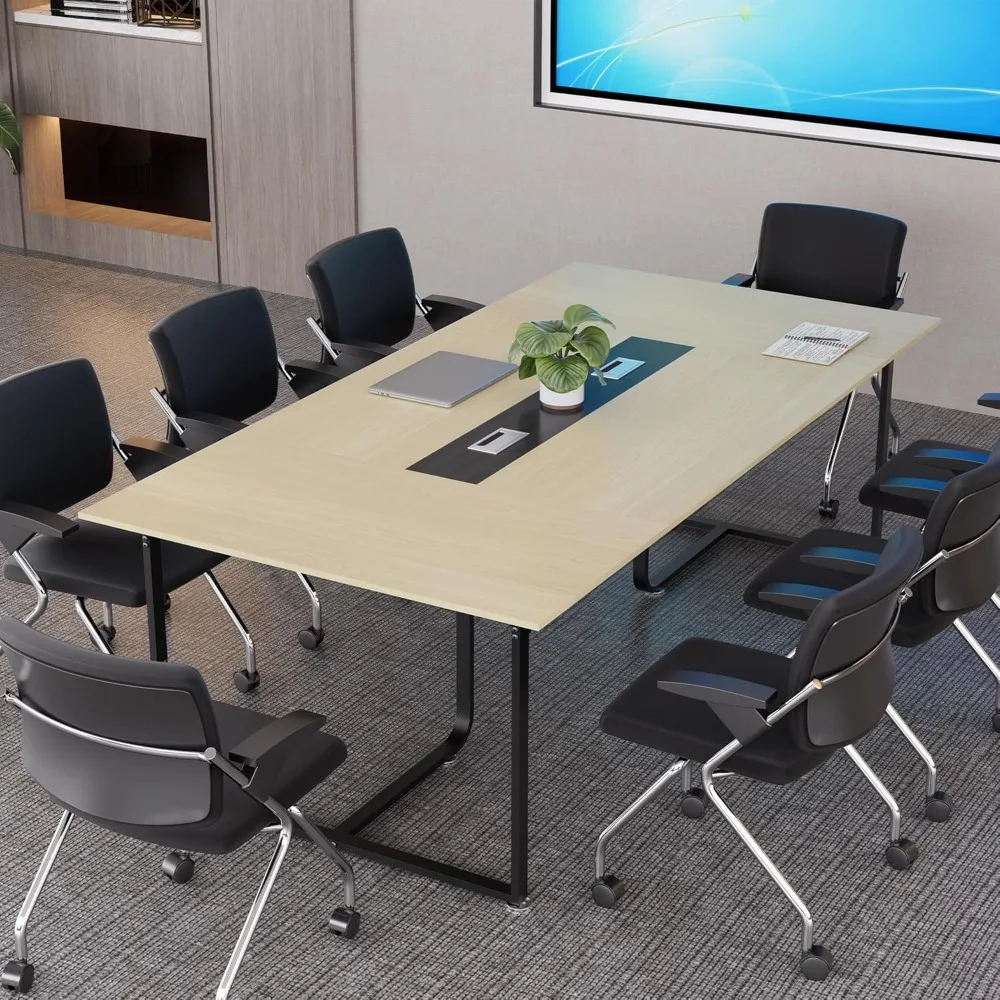 

8FT Conference Table,94.4 L x 47.2 W x30.7 H Meeting Seminar Table with Grommet,Stability Enhancement,Large Conference Room Tabl