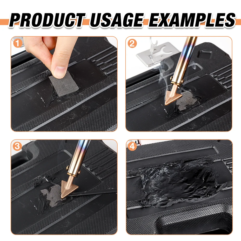 55Pcs/110Pcs Welding Tools, PP White PP Black PE PVC ABS Plastic Welding Rod,Stainless Steel Woven Metal Mesh, Home Welding Mesh