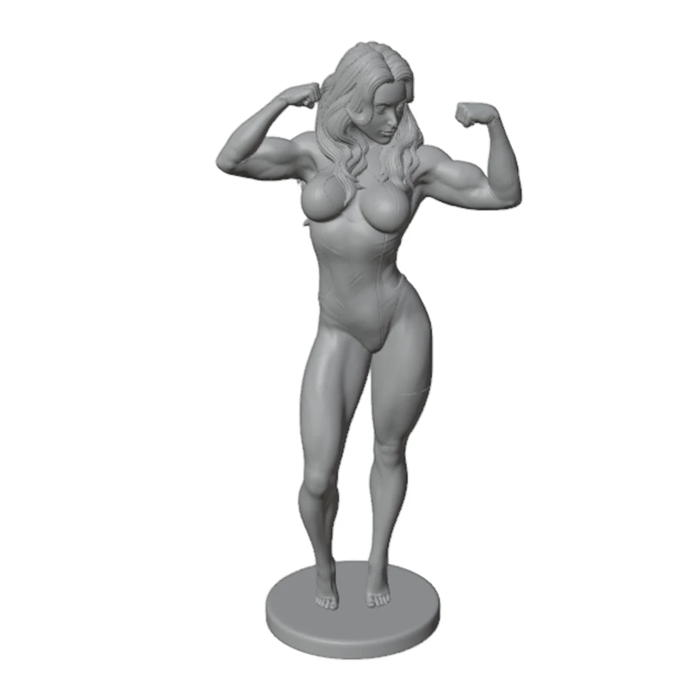 Sexy Fitness Woman with Long Hair, Female Fitness Instructor, 1/24 Miniature Resin Statue, 75mm Handmade Model Kit, 3D Printed, Unpainted Resin Model for Hand Painting, Gift Mysterious Figure Ornament, Detailed Fantasy Doll, Fine Craftsmanship