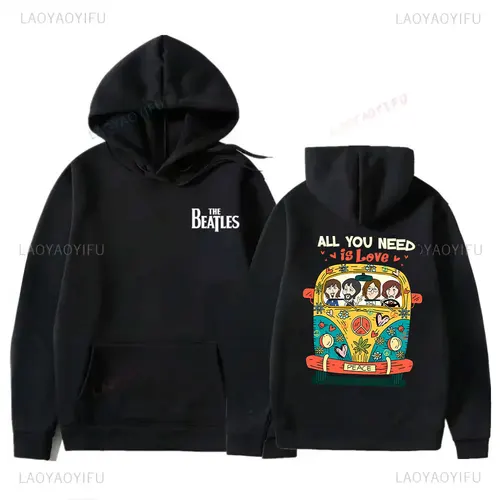 Imagen 1 del producto The B-Beatles Band Sudadera con capucha de cuello redondo Sudadera con capucha para mujer Rock europeo y americano Casual con capucha Nuevo en sudaderas con capucha y sudaderas
