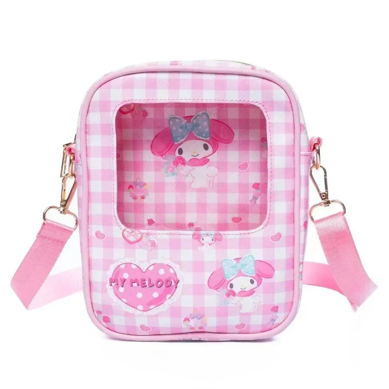 Japanese Cartoon Cute Backpack Melody Game Bag Kuromi Purple Backpack Hello Kitty Cinnamoroll Mobile ID Transparent Storage Bag