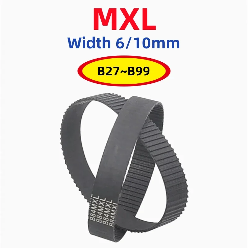 1PCS MXL Black Rubber Timing Belt Width 6/10mm Closed-Loop Synchronous Blets B27/B35/B40/B43/B47/B50/B53/B54/B55~B99