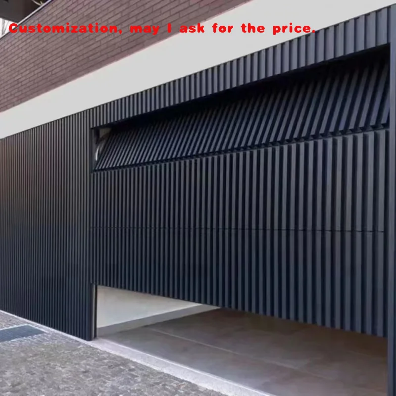 

custom.Black Wooden Color Aluminum Grille Garage Door Vertical Slat Grill Gate Fence Cladding Garage Door Automatic
