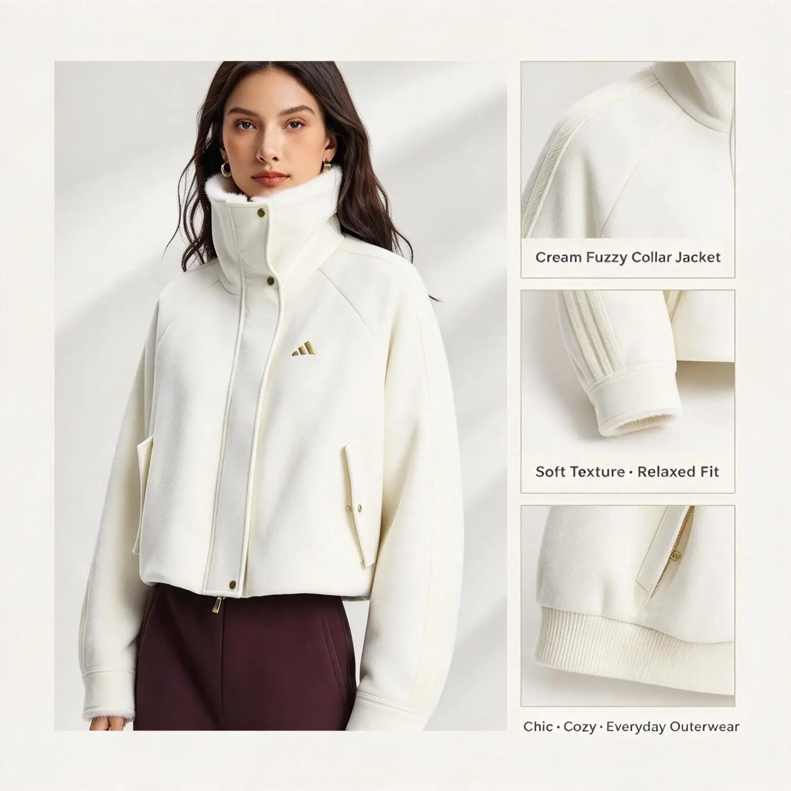 Adidas NYR WARM JKT KH2662/KH2661 Genuine Winter Women's Loose Casual High Neck Plush Jacket Free returns