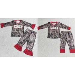 Wholesale Baby Boy Girl Long Sleeves Duck Fish Deer Shirt Children Camo Pants Kids Clothes Toddler Outfit Set Christmas Pajamas