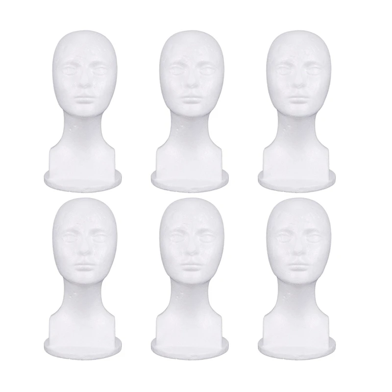 

6X Styrofoam Mannequin Foam Head Model Glasses Hat Wig Display Stand