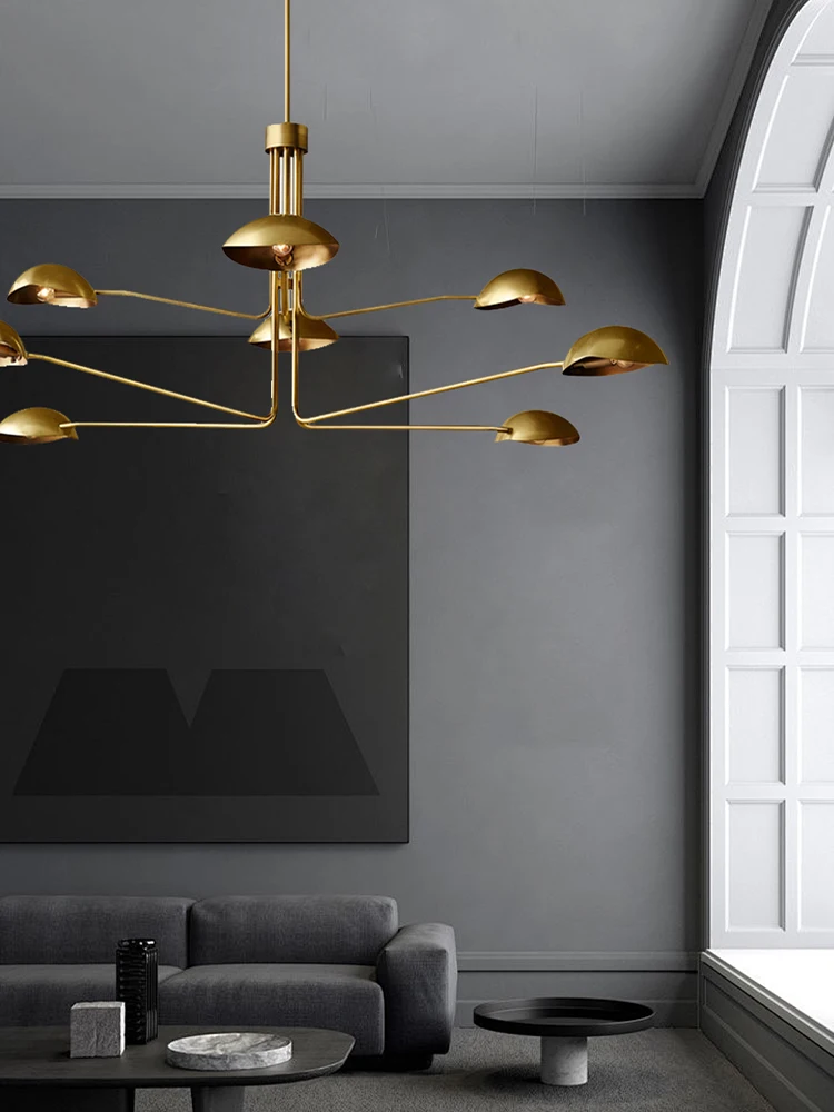 2026 Post-modern American Pendant Lights LED Neoclassical Living Room Minimalist Lustre Chandeliers Brass Black Lighting Fixture