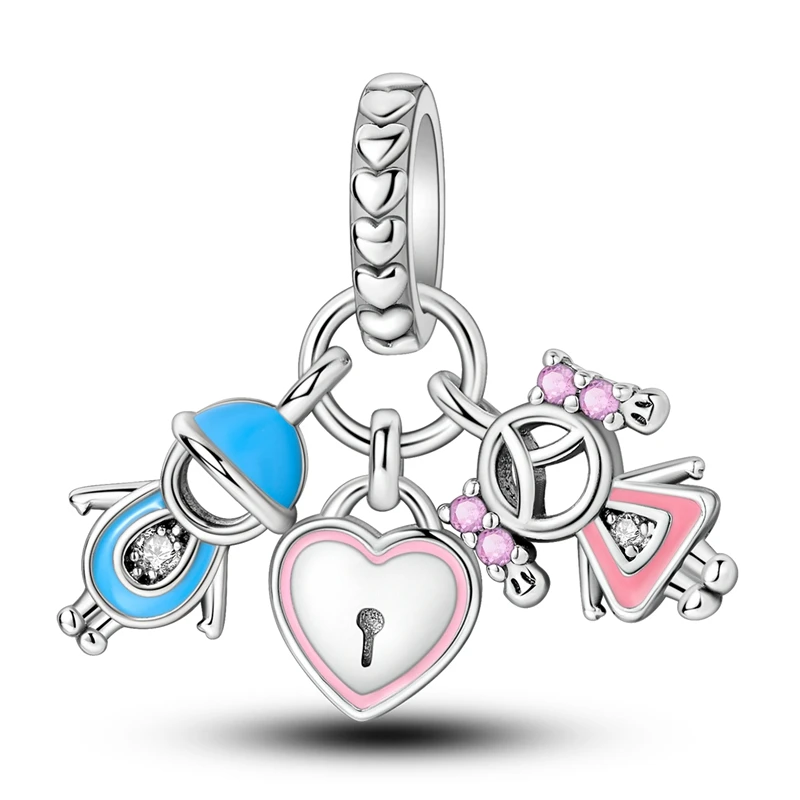 Valentine's Day Elements Couples Dangle Charm Beads for Bracelets