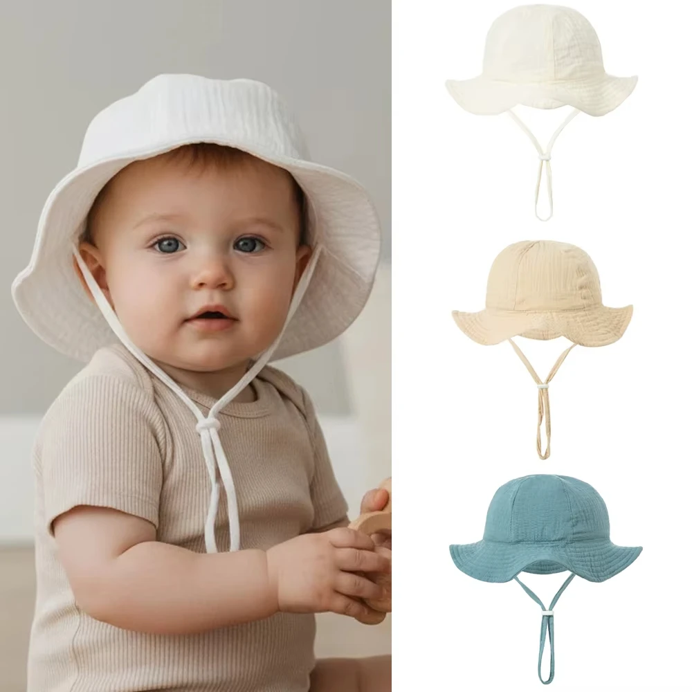 Bucket Hat for Babies 3-18 Months, Outdoor Sun Protection Hats for, Cotton Panama Hat, Unisex Kids' Beach Fisherman Hat