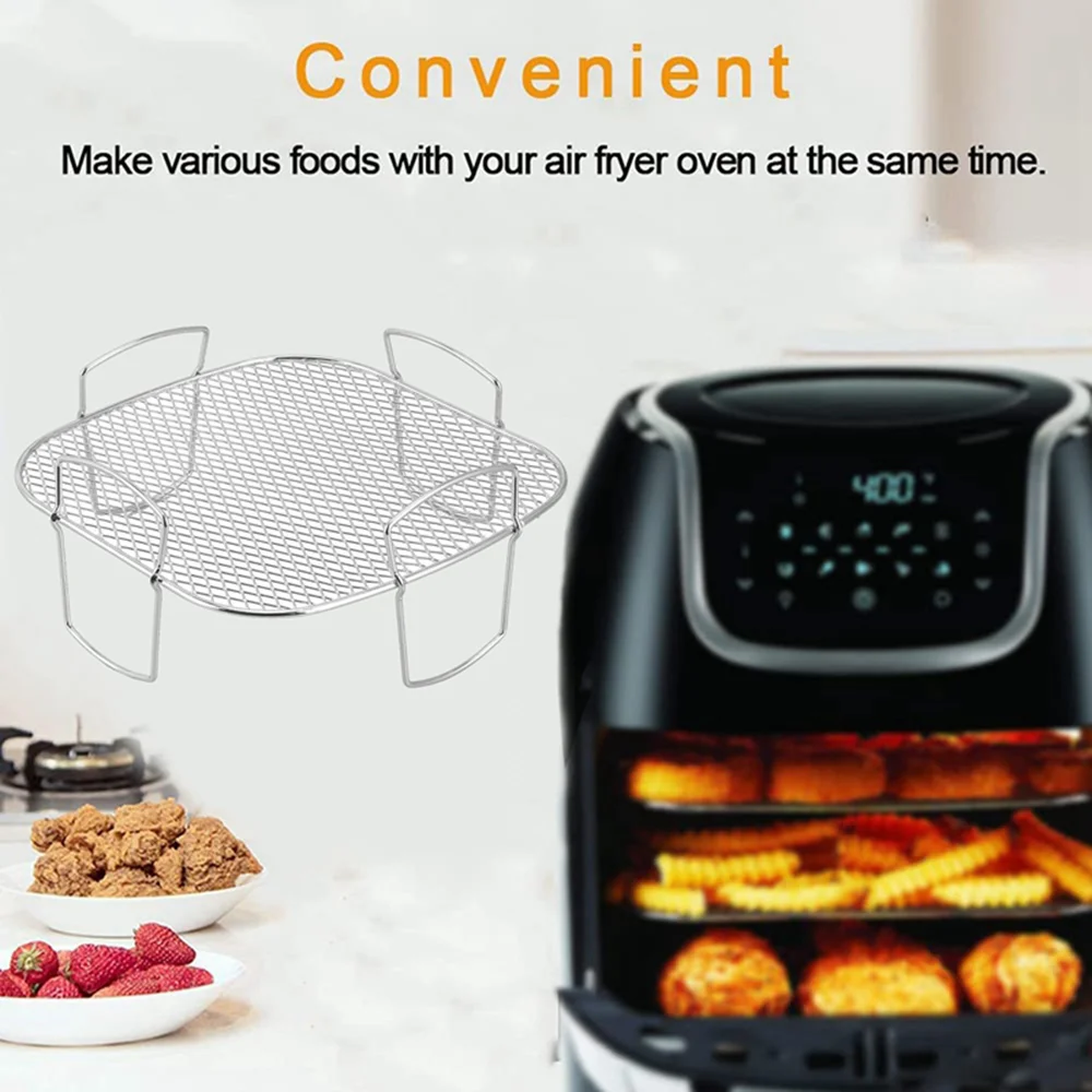 Air Fryer Stainless Steel Rack Layer Dehydrator Rack Kitchen Air Fryer Toast Food Holder Stand Cooking Baking Tools New