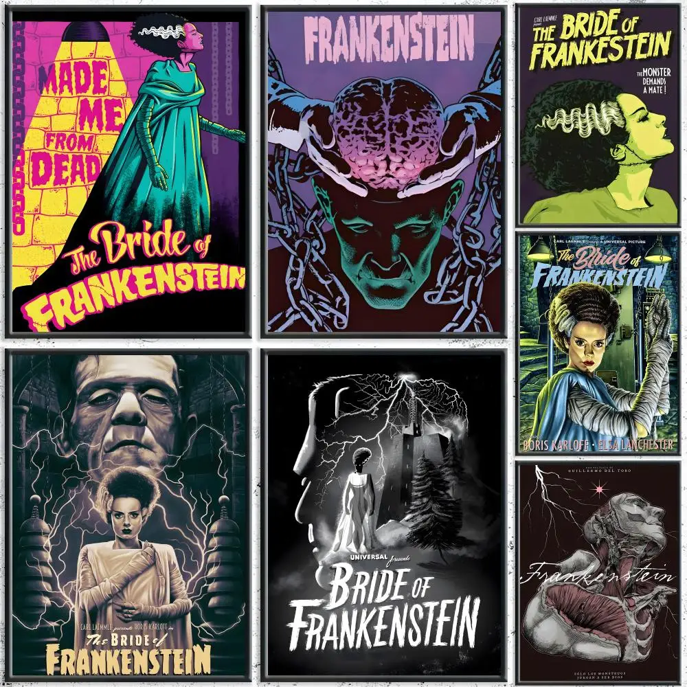 Klassisches Horrorfilm-Poster „Die Braut von Frankenstein“, HD, wasserfest, selbstklebende Wandkunst – für mehrere Szenarien geeignet, Top-Geschenkidee