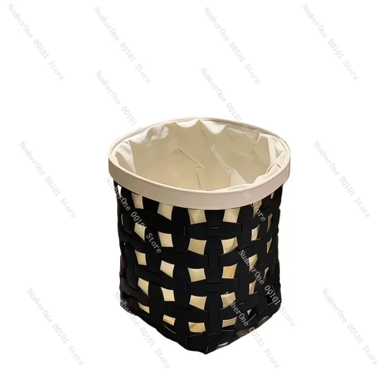 Large Capacity Woven Leather Laundry Basket, Foldable Dirty Clothes Hamper, Multifunction Storage Bin for Home Bathroom