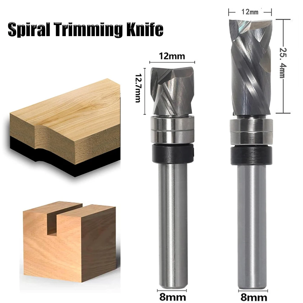 

Solid Compression Flush Trim Router Bit Flute Flush Trim Wood Milling Cutter Top Bearing Spiral Pattern Plunge Flush Trim Route