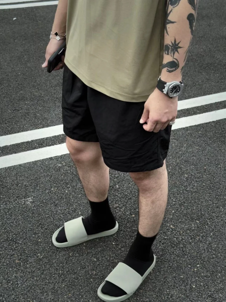 

American Sle Men's Qui Dry orts Summer Casual Sport Breathable Cool Feeling Knee High Pure Color Youthful Energy Sle