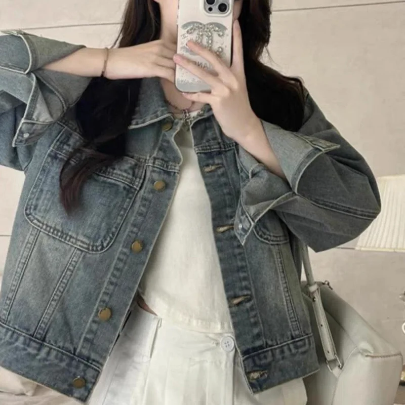 

Women'S Oversize Bomber Jackets Coat Woman Ladies Fashion Style Pure Simple Basic Front Pocket Button Long Sleeve Outerwear Fall