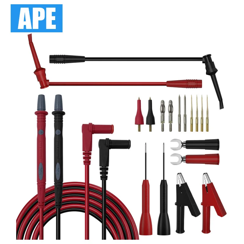 Teste Elétrico Digital Leva Kit com Clipes Jacaré Multímetro 20 Pcs