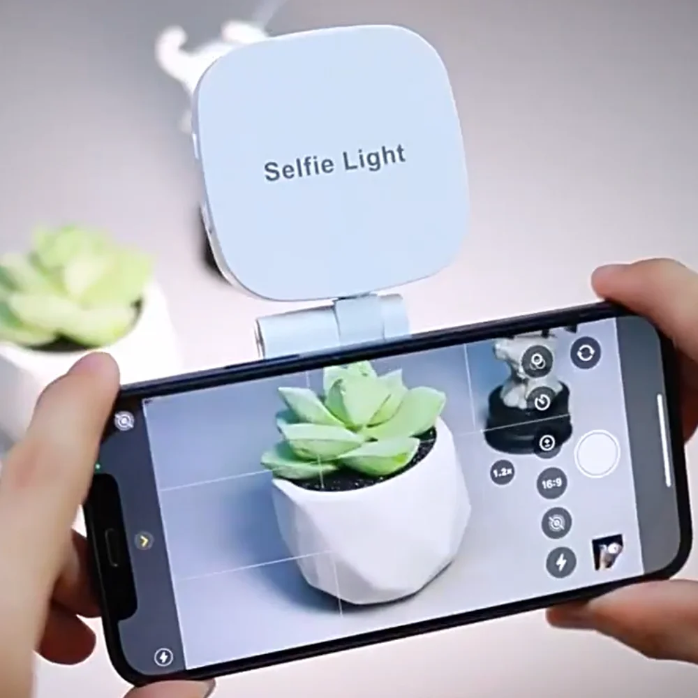 360 °   Lampu Selfie Magnetik Putar dengan Cermin Rias 3 Warna Lampu Pengisi Daya Ponsel Isi Ulang Dapat Dilepas