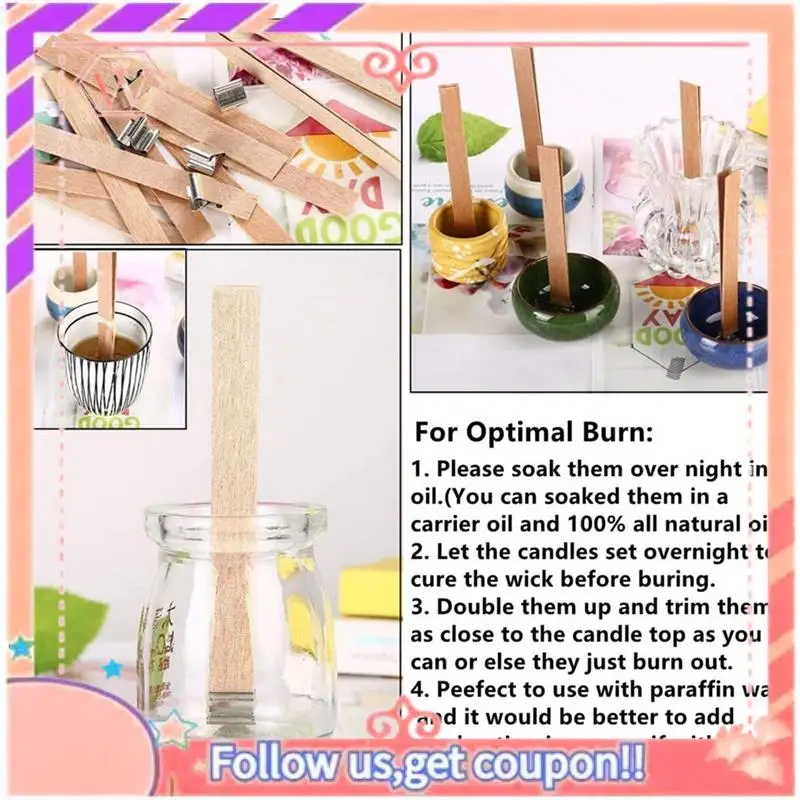 

Upgraded 100Piece Wood Candle Wicks For Candles Making Smokeless Wooden Candle Wicks With Trimmer