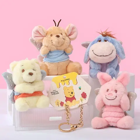 Genuine Winnie The Pooh Piglet Tigge Eeyore Plush Keychains Small Pendant School Bag Hanging Christmas Birthday Gifts Kids Toys