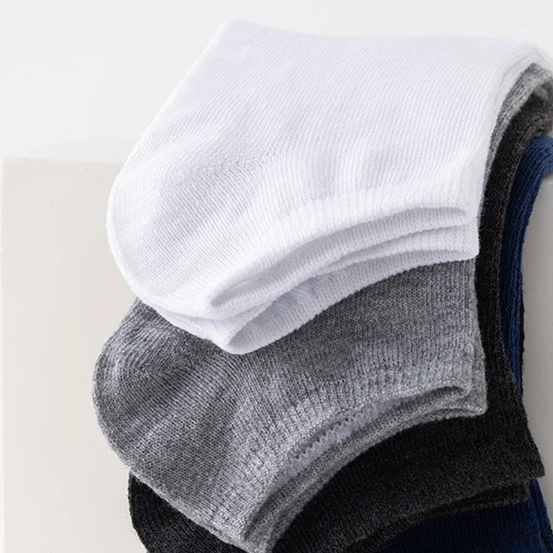 5 Pairs/Lot Low Cut Men Socks Solid Color Black White Gray Breathable Cotton Sports Socks Male Short Socks Women Men