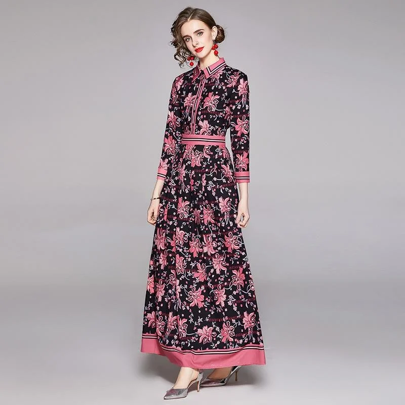 And Black Red Color Patchwork Elegant Wrist Sleeve Women Spring Summer Dresses Feminino High Waist Big Wave Evening Party Robe